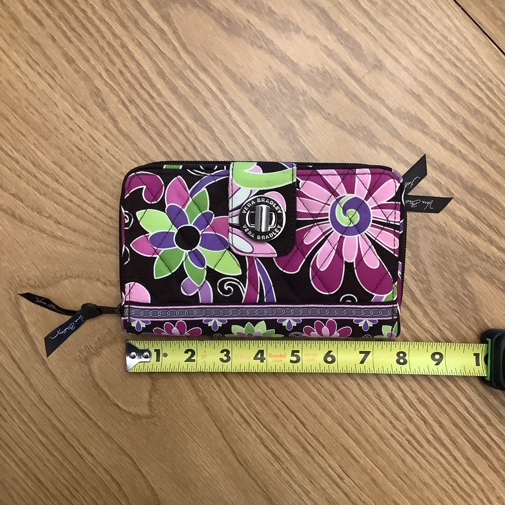 Vera Bradley Deep Purple w/ Lime green accents Wallet